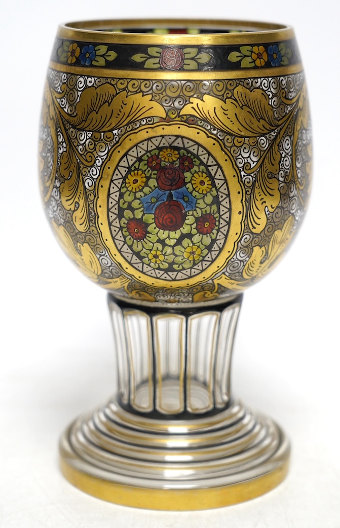 A Bohemian Czech Glass goblet, possibly Hermann Pautsch Haida, 7.5cm. Condition - good